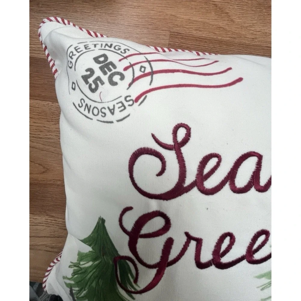 Isaac Mizrahi Postcard Season Greetings Dogs Christmas Throw Pillow 13